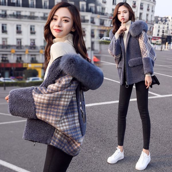 2019 thicken hooded fur collar lattice short winter coat women loose fashion faux fur coat lambswool jacket women teddy, Black
2019 thicken hooded fur collar lattice short winter coat women loose fashion faux fur coat lambswool jacket women teddy, Black