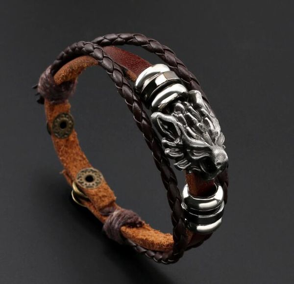 personalized vintage hand-woven leather rope multi-level wolf head bracelet men and women lovers bracelet wy608, Black
personalized vintage hand-woven leather rope multi-level wolf head bracelet men and women lovers bracelet wy608, Black