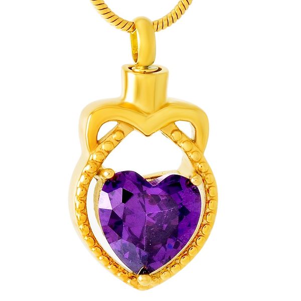 ijd9287 hold heart shape purple zircon cremation jewelry teardrop stainless steel memorial urn gold pendant ashes necklace for women, Silver
ijd9287 hold heart shape purple zircon cremation jewelry teardrop stainless steel memorial urn gold pendant ashes necklace for women, Silver