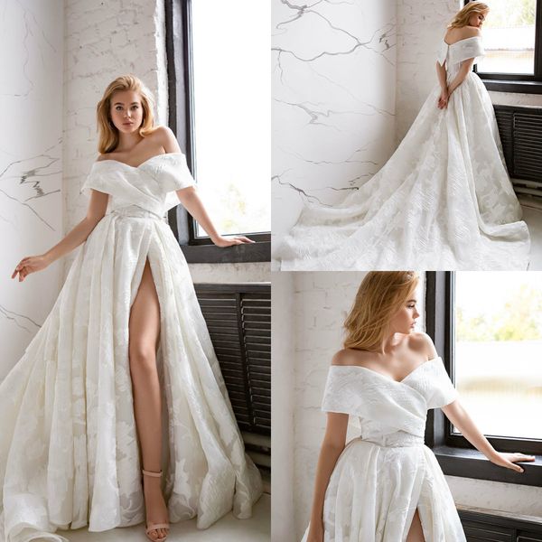 eva lendel beach wedding dresses off the shoulder print satin high side split boho wedding dress a line custom made vestidos de novia, White
eva lendel beach wedding dresses off the shoulder print satin high side split boho wedding dress a line custom made vestidos de novia, White