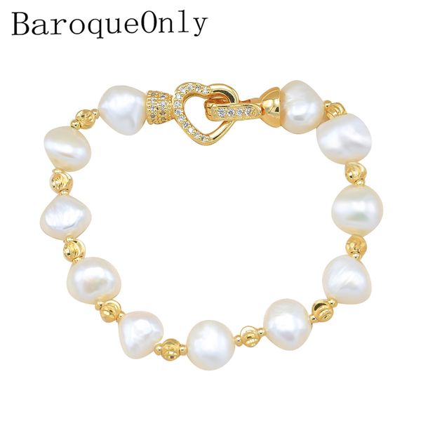 baroqueonly zircon heart pendant pearl bracelets naturanl irregular freshwater pearl white geometrical pearls hi, Golden;silver
baroqueonly zircon heart pendant pearl bracelets naturanl irregular freshwater pearl white geometrical pearls hi, Golden;silver