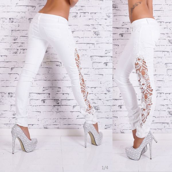 fashion women casual flower lace insert low waist jeans hollow out long pants w0314, Blue
fashion women casual flower lace insert low waist jeans hollow out long pants w0314, Blue