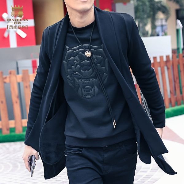 fanzhuan new casual men's male man fashion slim cardigan jacket curve splicing design windbreaker irregular 610184, Tan;black
fanzhuan new casual men's male man fashion slim cardigan jacket curve splicing design windbreaker irregular 610184, Tan;black