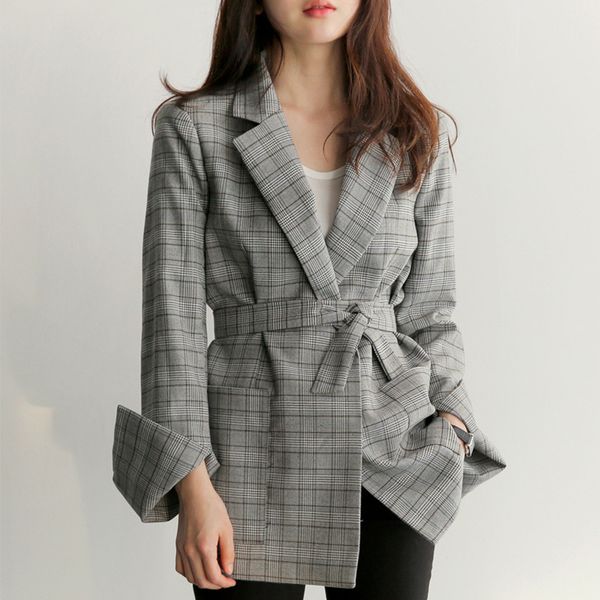 fanco spring autumn women gray plaid office lady blazer fashion bow sashes split sleeve jacket elegant work blazer feminino, White;black
fanco spring autumn women gray plaid office lady blazer fashion bow sashes split sleeve jacket elegant work blazer feminino, White;black