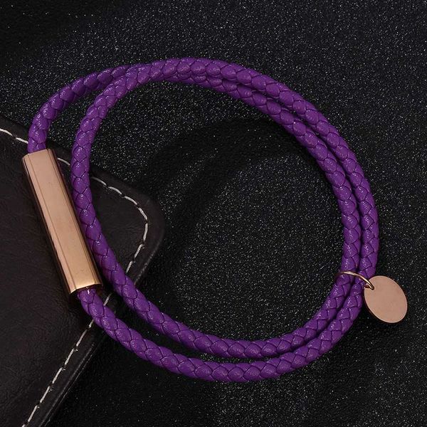 leisure fashion jewelry purple double leather bracelet for women men stainless steel magnetic buckle lovers bracelets sp0696, Golden;silver
leisure fashion jewelry purple double leather bracelet for women men stainless steel magnetic buckle lovers bracelets sp0696, Golden;silver