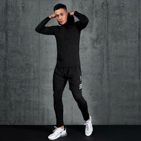 men's sportswear exercise stretch breathable clothing compression gym clothes black fitness running training jogging suit, Black;blue
men's sportswear exercise stretch breathable clothing compression gym clothes black fitness running training jogging suit, Black;blue