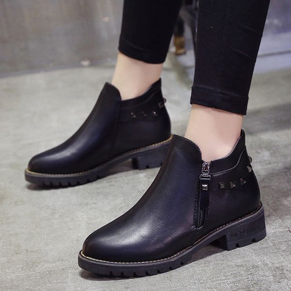 women ankle boots comfortable winter shoes women boots pu leather black round toe low heel booties
women ankle boots comfortable winter shoes women boots pu leather black round toe low heel booties