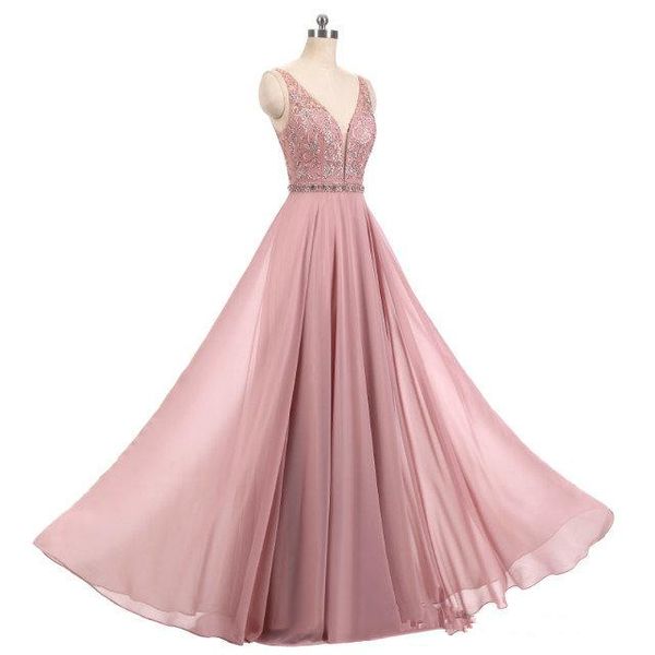 new 2019 real blush pink prom dresses v neck sleeveless beads a line long chiffon formal dresses evening wear party gown mother qc1312, Black
new 2019 real blush pink prom dresses v neck sleeveless beads a line long chiffon formal dresses evening wear party gown mother qc1312, Black