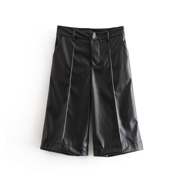 2019 england style women solid color casual half length pu leather pants ladies leisure pockets pantalones cortos p585, Black;white
2019 england style women solid color casual half length pu leather pants ladies leisure pockets pantalones cortos p585, Black;white