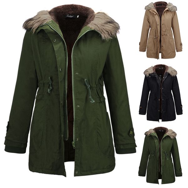 2018 women parkas coat winter thick fleece warm jackets overcoat fashion faux fur collar hooded coats female slim parka outwear, Black
2018 women parkas coat winter thick fleece warm jackets overcoat fashion faux fur collar hooded coats female slim parka outwear, Black