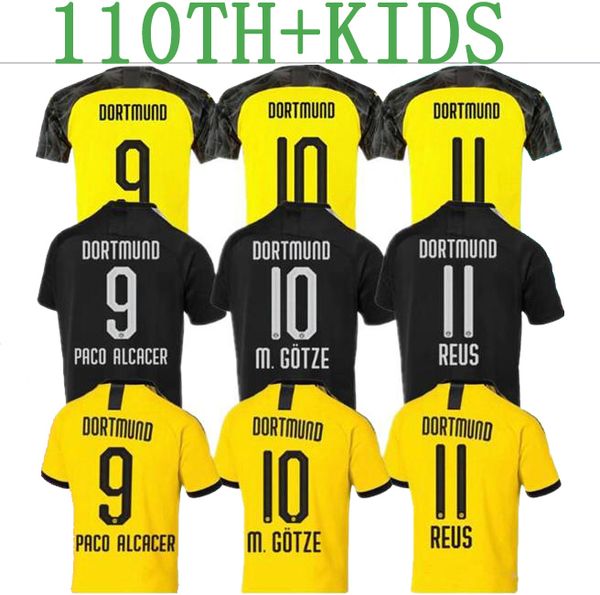 2019 2020 borussia dortmund 110th soccer jersey 19 20 camisetas reus paco alcacer sancho gotze football shirts kits men + kids kit set, Black 
2019 2020 borussia dortmund 110th soccer jersey 19 20 camisetas reus paco alcacer sancho gotze football shirts kits men + kids kit set, Black