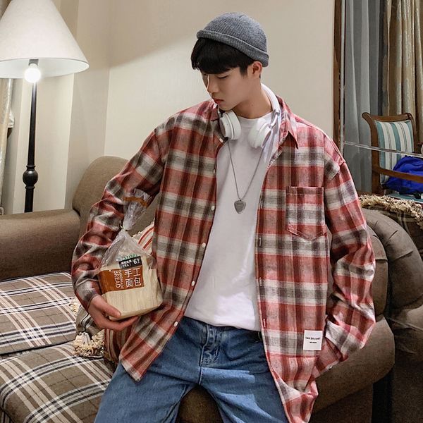 2019 spring and autumn new men's korean version of the classic lattice loose fashion casual long-sleeved shirt red green/purple, White;black
2019 spring and autumn new men's korean version of the classic lattice loose fashion casual long-sleeved shirt red green/purple, White;black