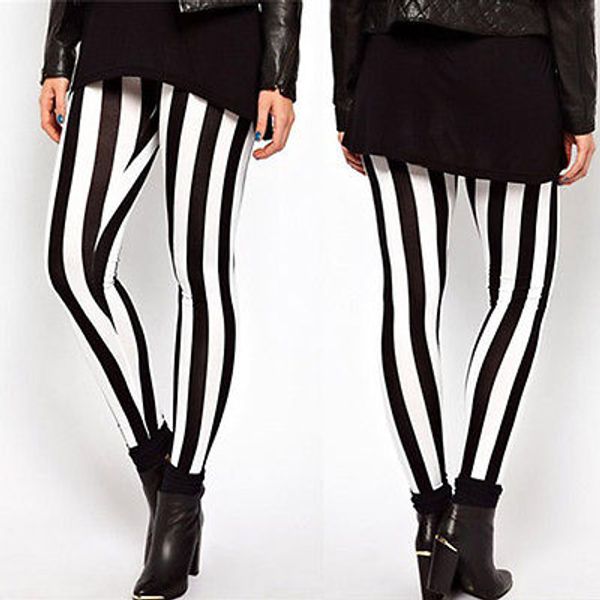 plus size fashion new women lady black white stripes stretch leggings striped long trousers, White;red
plus size fashion new women lady black white stripes stretch leggings striped long trousers, White;red