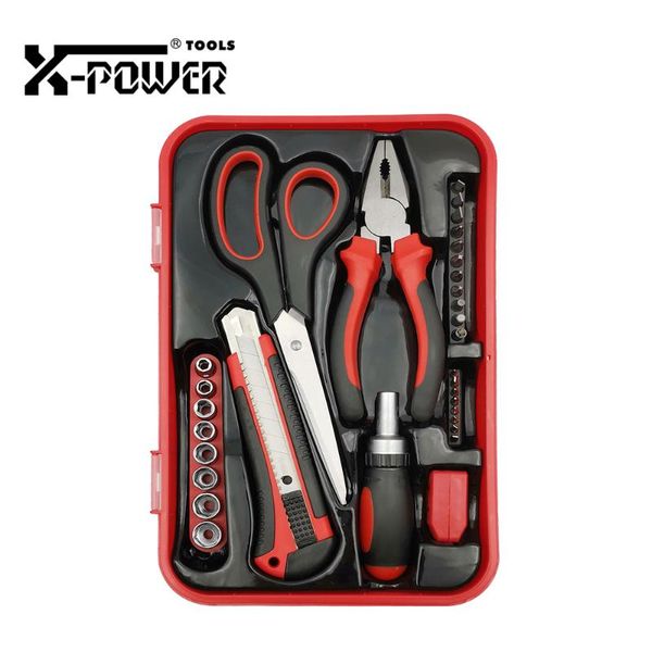 x-power 32pcs hand tools set knife scissor plier mini screwdriver screw driver bits sockets magnetizer for family diy use repair
x-power 32pcs hand tools set knife scissor plier mini screwdriver screw driver bits sockets magnetizer for family diy use repair