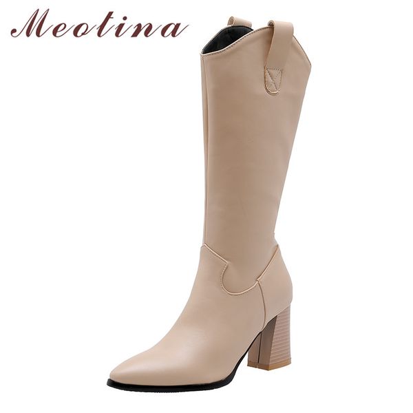 meotina autumn western boots women zipper chunky high heels knee high boots pointed toe long shoes lady winter large size 33-46, Black
meotina autumn western boots women zipper chunky high heels knee high boots pointed toe long shoes lady winter large size 33-46, Black