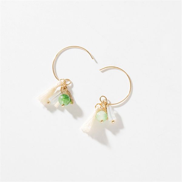 1 pair korean exquisite tassel small green ball charm circle hoop earring personality gold color pandent earring for girl e829, Golden
1 pair korean exquisite tassel small green ball charm circle hoop earring personality gold color pandent earring for girl e829, Golden