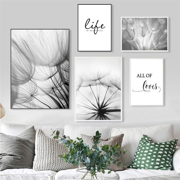 nordic dandelion canvas painting posters and prints black white loves life quotes wall art pictures for living room decoration
nordic dandelion canvas painting posters and prints black white loves life quotes wall art pictures for living room decoration
