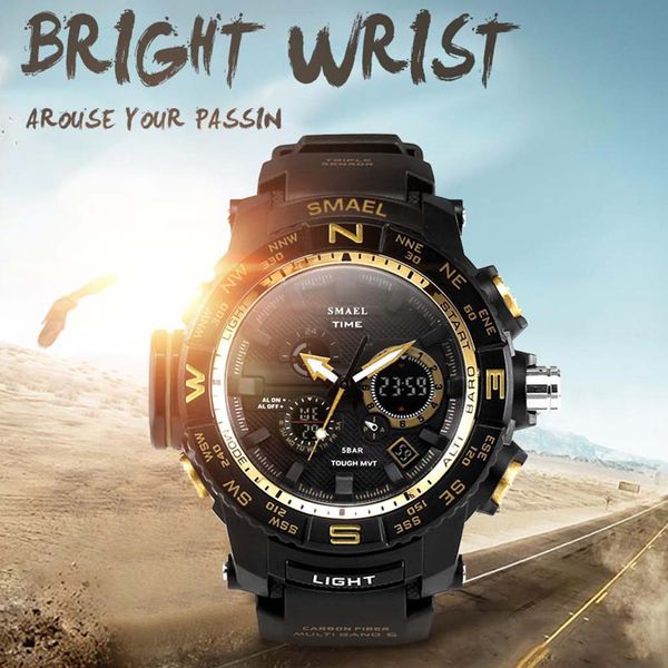outdoor sports guide scale double display dial multi-function sport watch electronic digital watch gifts men's wrist luminous, Slivery;brown
outdoor sports guide scale double display dial multi-function sport watch electronic digital watch gifts men's wrist luminous, Slivery;brown