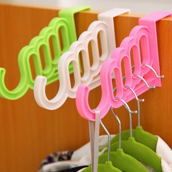 multi-function 5 hole door hook foldable clothes hanger drying rack bathroom door plastic organizer household accessories