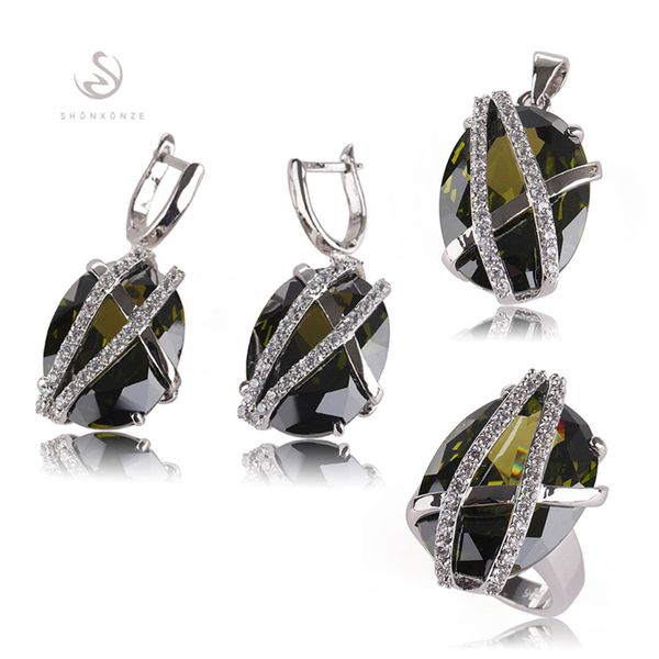 shunxunze big explosion models wedding jewelry sets (ring/earring/pendant) for women olive cubic zirconia rhodium plated r525set size 6 - 13, Silver
shunxunze big explosion models wedding jewelry sets (ring/earring/pendant) for women olive cubic zirconia rhodium plated r525set size 6 - 13, Silver