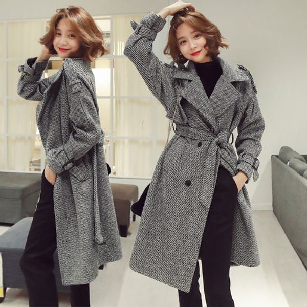 

double breasted women coats and jackets winter overcoat korean fashion clothing coat female outwear sobretudo feminino, Black