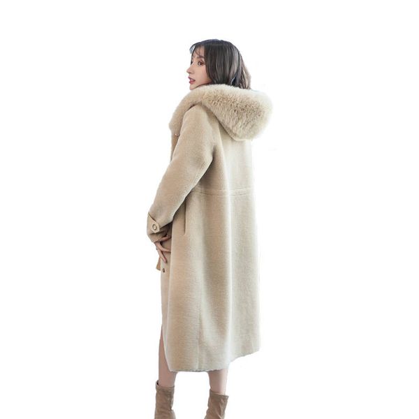 winter women real sheep shearing fur overcoat lady casual warm natural fur collar hooded outwear genuine wool coat a41, Black
winter women real sheep shearing fur overcoat lady casual warm natural fur collar hooded outwear genuine wool coat a41, Black