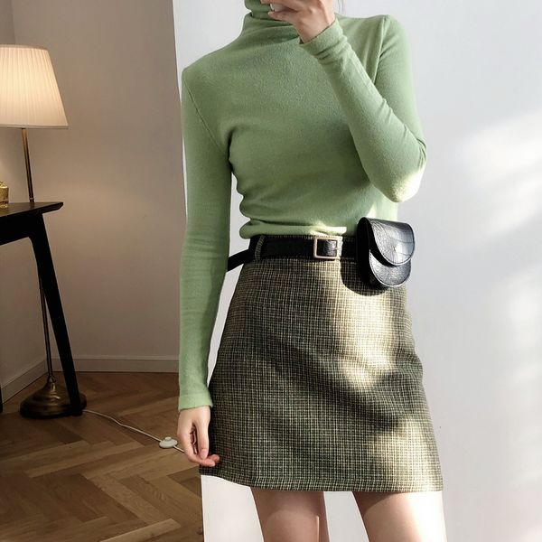 winter autumn 2019 women slim sweater high neck knitting long loose pullovers feminino green white knitwear, White;black
winter autumn 2019 women slim sweater high neck knitting long loose pullovers feminino green white knitwear, White;black