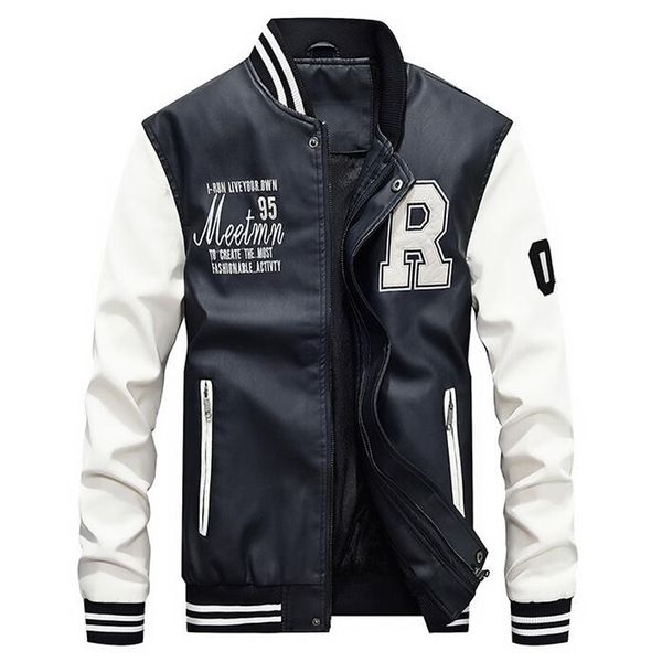 leather jacket men slim fit college luxury fleece embroidery baseball jackets faux leather coats mens winter pilot bomber jacket, Black
leather jacket men slim fit college luxury fleece embroidery baseball jackets faux leather coats mens winter pilot bomber jacket, Black