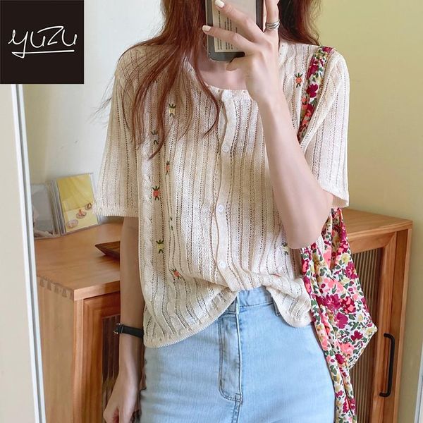 vintage embroidery flower knitted cardigan women summer 2020 single breasted short sleeve shirt loose thin top, White
vintage embroidery flower knitted cardigan women summer 2020 single breasted short sleeve shirt loose thin top, White