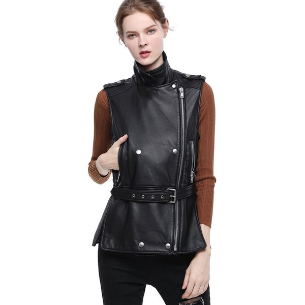 new 100% sheep skin leather leather motorcycle vest vest women accept waist cultivate morality joker, Black;white
new 100% sheep skin leather leather motorcycle vest vest women accept waist cultivate morality joker, Black;white