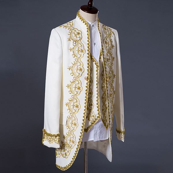 men's suits & blazers vintage coat costumes man court coats dress victorian stage performance male jacquard weave clothes costume, White;black
men's suits & blazers vintage coat costumes man court coats dress victorian stage performance male jacquard weave clothes costume, White;black