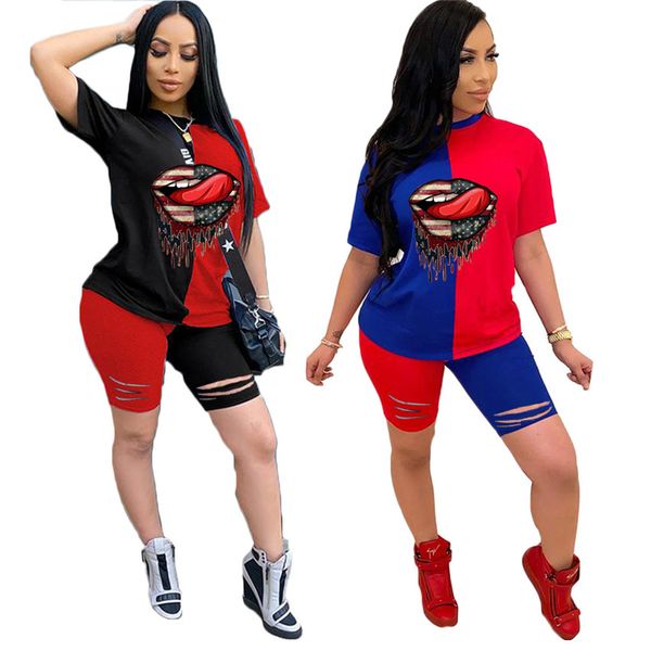 holes designer lips womens tracksuits patchwork o-neck short sleeve ladies two pieces outfits summer woman sports casual sets, Gray
holes designer lips womens tracksuits patchwork o-neck short sleeve ladies two pieces outfits summer woman sports casual sets, Gray