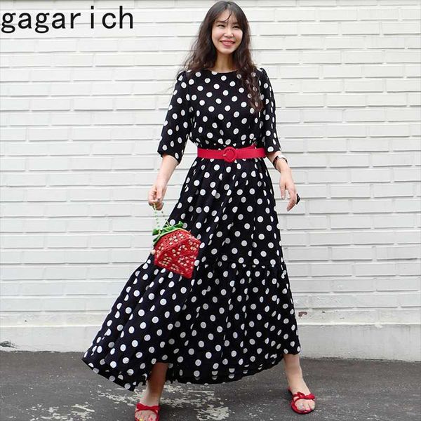 gagarich ladies black dress korean retro black and white polka dot o neck loose three-quarter sleeve long large belt vestido, Black;gray
gagarich ladies black dress korean retro black and white polka dot o neck loose three-quarter sleeve long large belt vestido, Black;gray