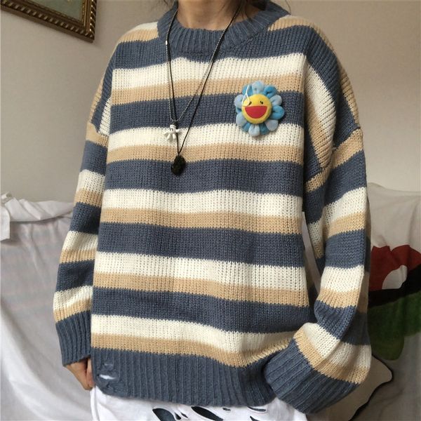 focal20 streetwear hit color stripe hole women sweater casual loose o-neck female pullovers oversize spring autumn lady sweaters
focal20 streetwear hit color stripe hole women sweater casual loose o-neck female pullovers oversize spring autumn lady sweaters