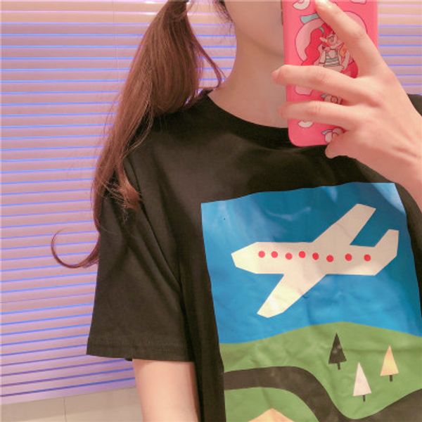 girls cartoon doodle airplane print white t-shirt women 2020 summer loose round neck short sleeve pullover college style
girls cartoon doodle airplane print white t-shirt women 2020 summer loose round neck short sleeve pullover college style