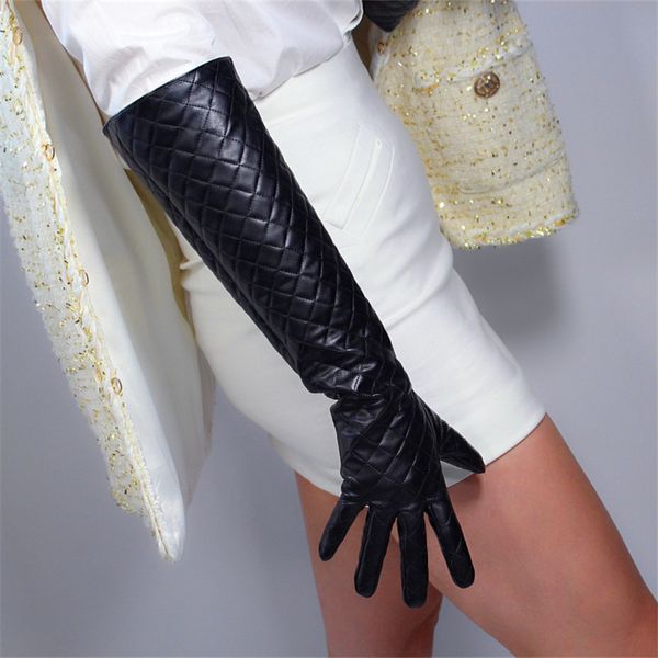 2020 new long gloves 50cm wide cuff simulation leather black male female quilted rhombus warm thick lined leather gloves wpu179, Blue;gray
2020 new long gloves 50cm wide cuff simulation leather black male female quilted rhombus warm thick lined leather gloves wpu179, Blue;gray