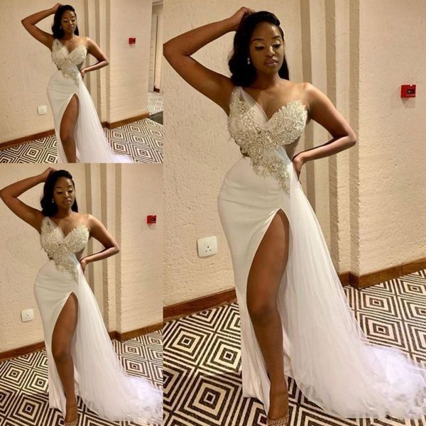 high split prom dresses south african appliques beads evening gowns satin and tulle sweep train formal party dress, Black
high split prom dresses south african appliques beads evening gowns satin and tulle sweep train formal party dress, Black