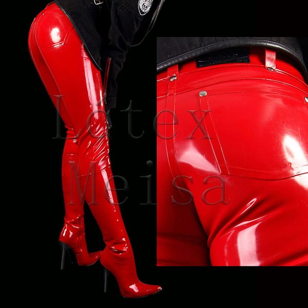 latex meisa skinny latex pants fetish with back pockets decoration no zip in red color, Black;white
latex meisa skinny latex pants fetish with back pockets decoration no zip in red color, Black;white