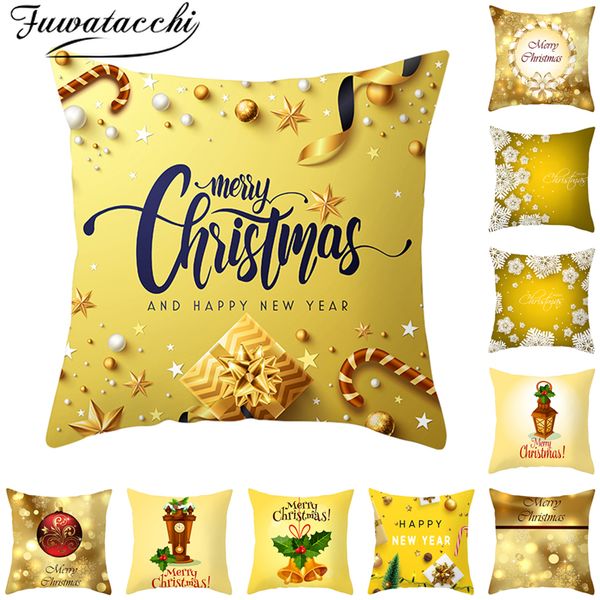 fuwatacchi gold merry christmas cushion cover new year gift throw pillow covers for home sofa decorative pillowcases 45*45cm 
fuwatacchi gold merry christmas cushion cover new year gift throw pillow covers for home sofa decorative pillowcases 45*45cm