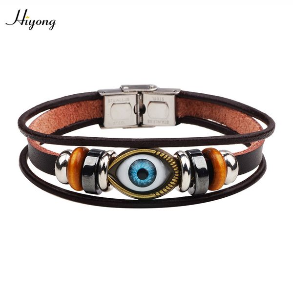 bohemian evil eye charm bracelet vintage punk leather bracelets stainless steel brads clasp bracelet female wristband bangles, Black
bohemian evil eye charm bracelet vintage punk leather bracelets stainless steel brads clasp bracelet female wristband bangles, Black