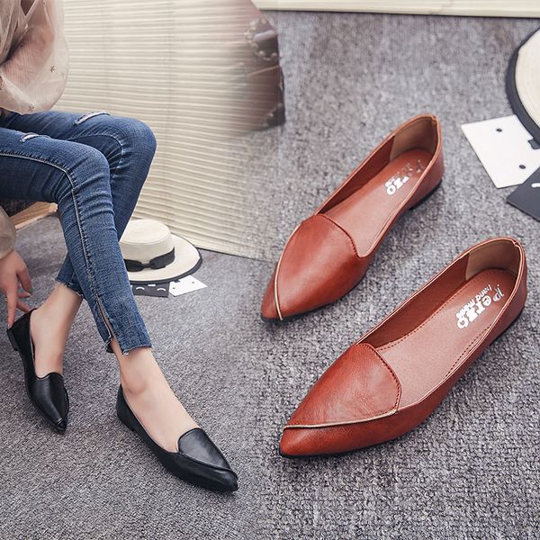 c- 888-2018 new style four seasons shoes pointed shallow mouth solid color versatile business work shoes flat women's, Black
c- 888-2018 new style four seasons shoes pointed shallow mouth solid color versatile business work shoes flat women's, Black