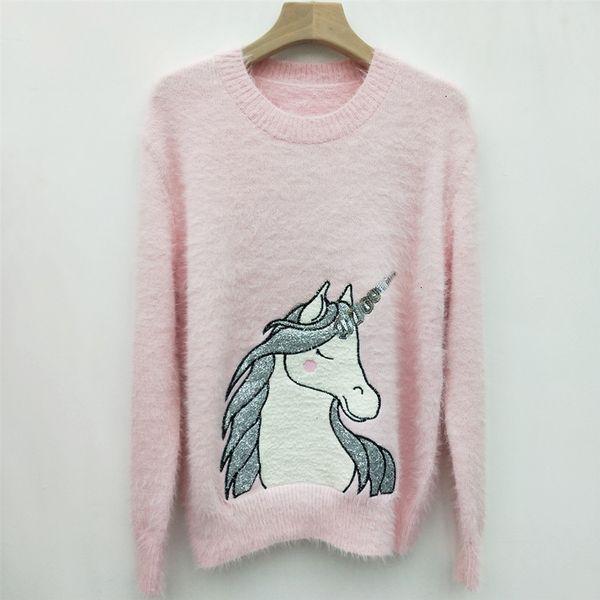 19 cartoon sequins ms. jacquard weave mink wool knit sweater female casual fashion cute style sweater, White;black
19 cartoon sequins ms. jacquard weave mink wool knit sweater female casual fashion cute style sweater, White;black
