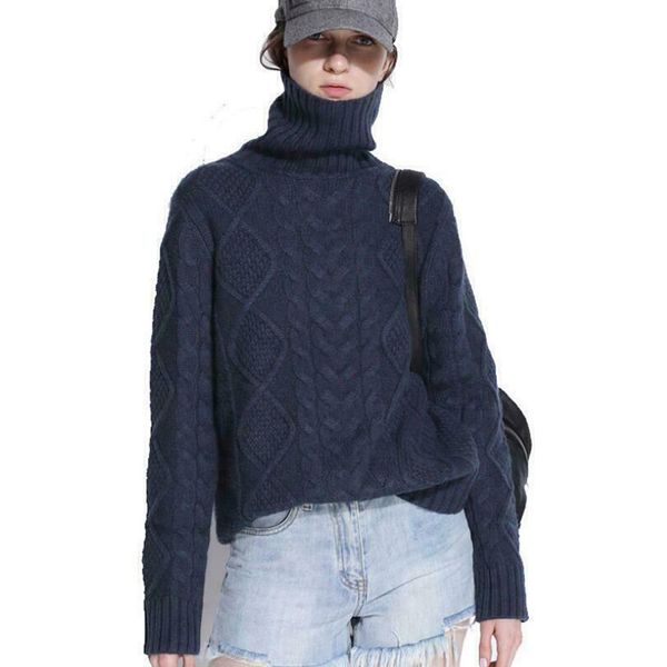 women's knitted pullover sweater turtleneck jumper knitwear winter loose, White;black
women's knitted pullover sweater turtleneck jumper knitwear winter loose, White;black