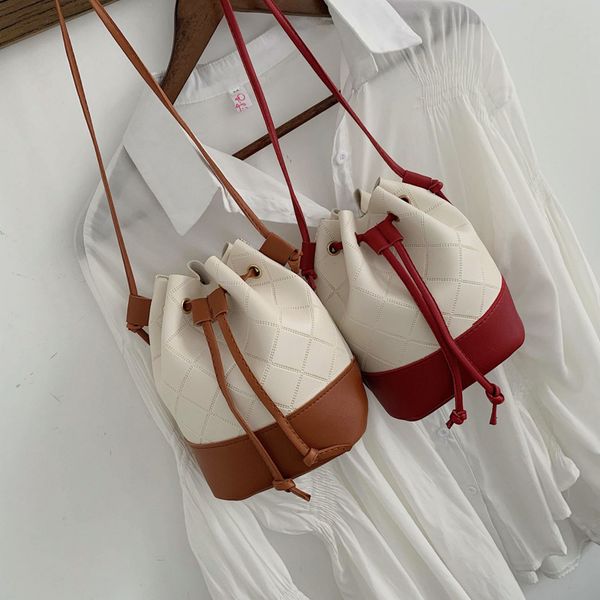 bag woman 2020 new style one-shoulder messenger bag rhombus rope bucket