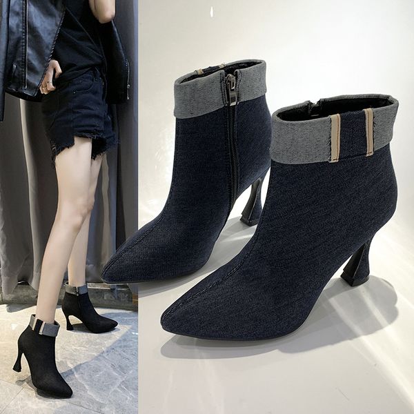 women boots high heels women's low shoes boots-women zipper winter footwear booties ladies luxury designer stiletto ankle 2019, Black
women boots high heels women's low shoes boots-women zipper winter footwear booties ladies luxury designer stiletto ankle 2019, Black