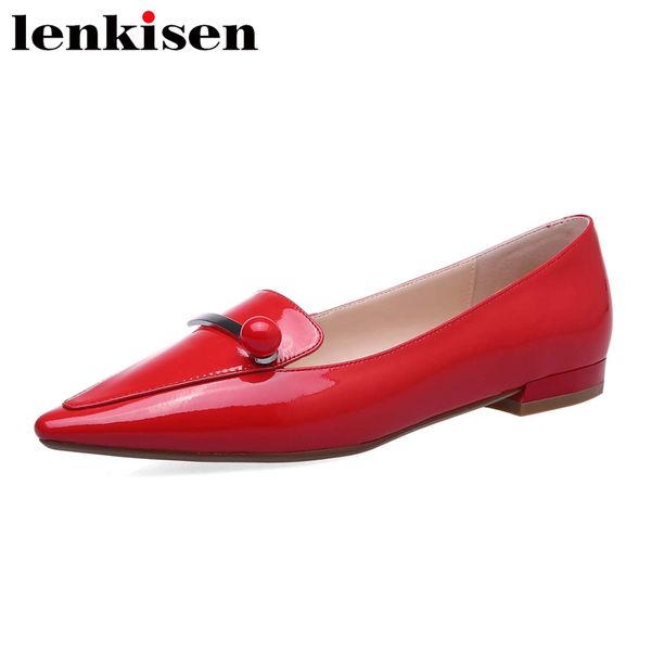 lenkisen big size natural leather pointed toe low heel shoes women pearl metal decorations office lady wedding dating pumps l61, Black 
lenkisen big size natural leather pointed toe low heel shoes women pearl metal decorations office lady wedding dating pumps l61, Black