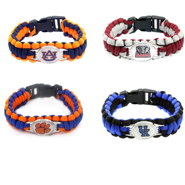 4 style american university sport team charm bangle jewelry alabama elephant team umbrella rope woven bracelet for fans gift, Black
4 style american university sport team charm bangle jewelry alabama elephant team umbrella rope woven bracelet for fans gift, Black