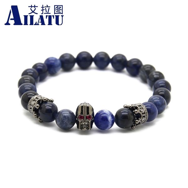 ailatu 8mm blue veins stone with micro pave cz spartan warrior helmet & crown charm bracelets for men, Golden;silver
ailatu 8mm blue veins stone with micro pave cz spartan warrior helmet & crown charm bracelets for men, Golden;silver