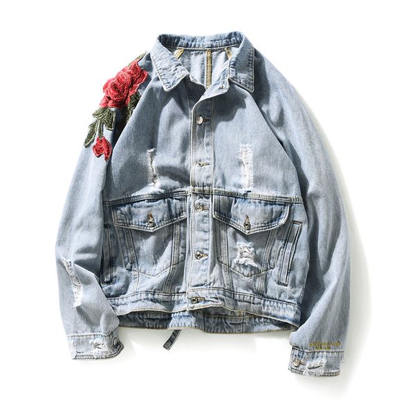 flower-embroidery chore coat men demin jacket windbreaker pocket distressed ripped hole, Black;brown
flower-embroidery chore coat men demin jacket windbreaker pocket distressed ripped hole, Black;brown