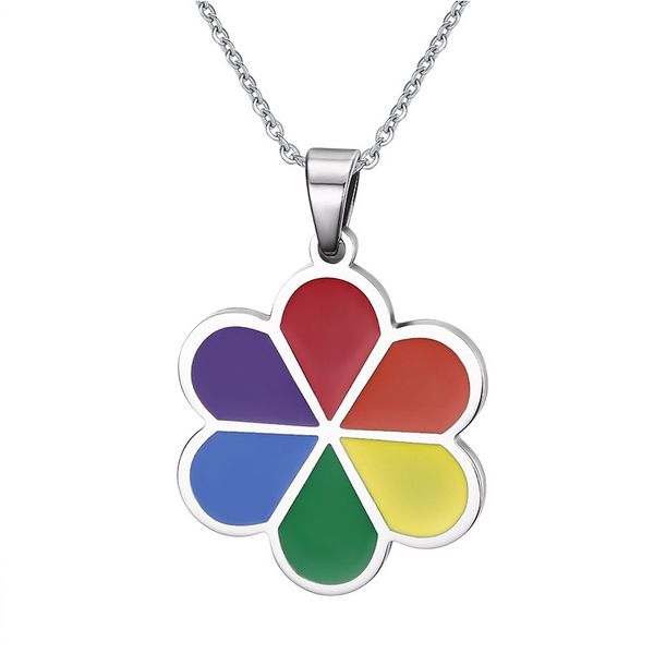 rainbow pendant necklace for women men's stainless steel flower pendant necklace lgbtq accessories bisexual fashion jewelry, Silver
rainbow pendant necklace for women men's stainless steel flower pendant necklace lgbtq accessories bisexual fashion jewelry, Silver
